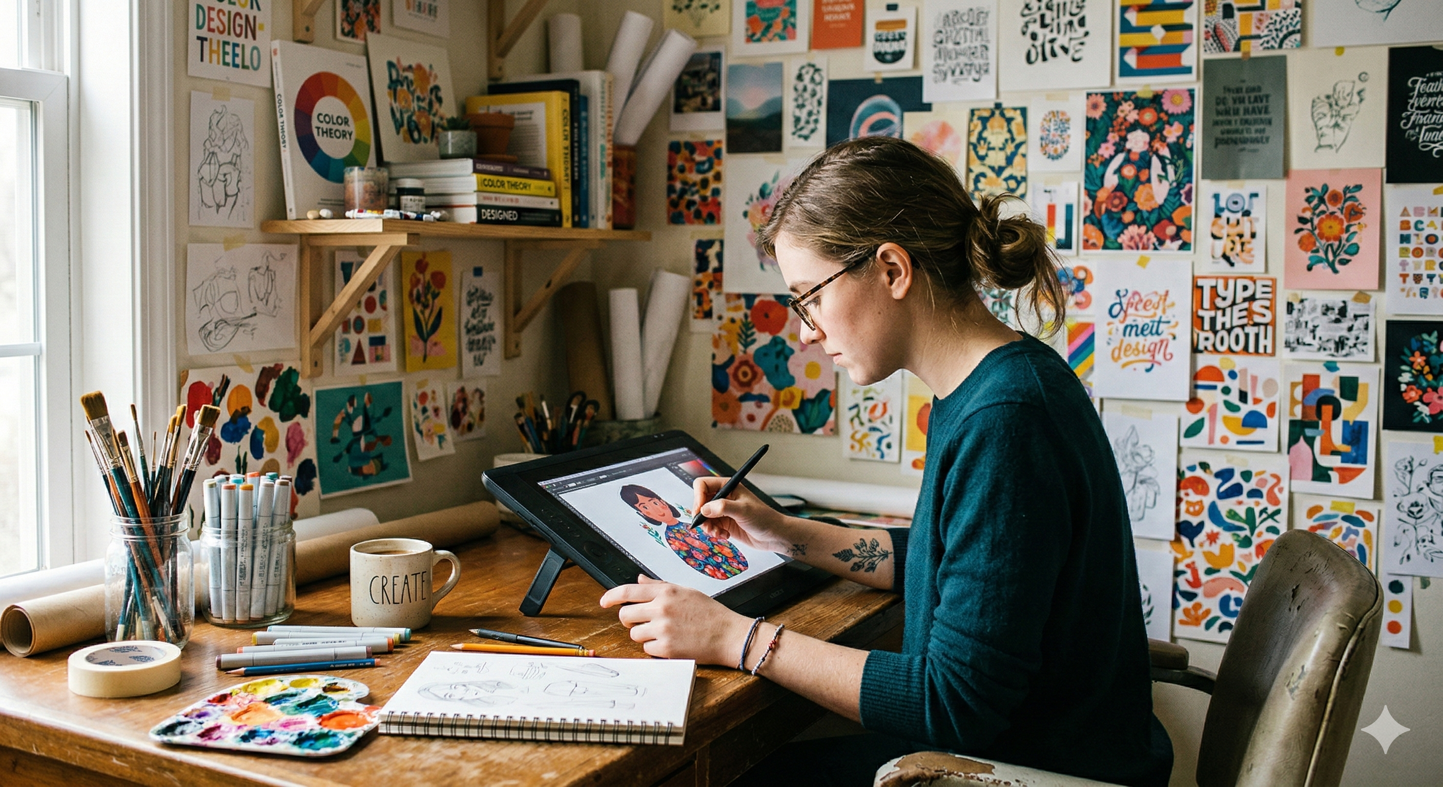 Designer working at desk